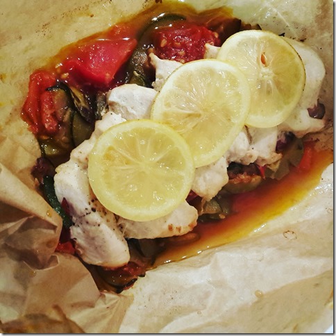 papillote de poulet aux courgettes