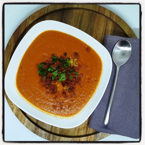Soupe de lentilles corail au chorizo