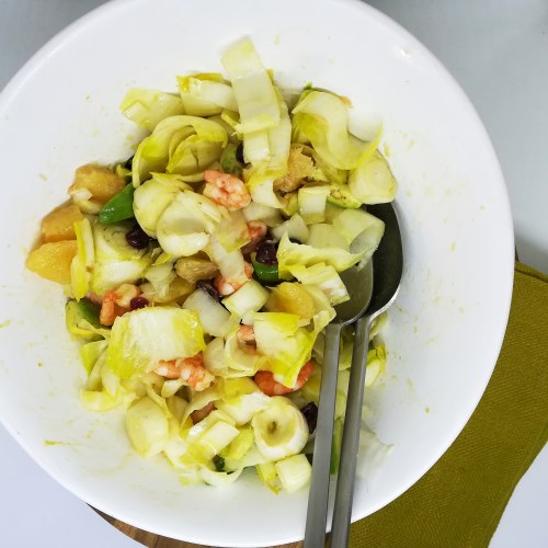 Salade d'endives pamplemousse et crevettes